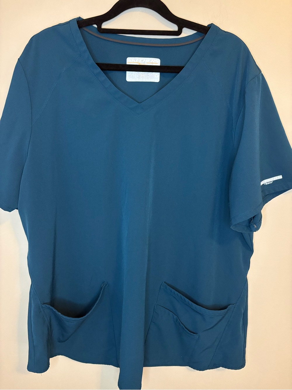 Skechers Barco Scrub Top 2XL Blue V Neck Medical Uniform Pockets